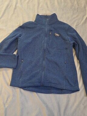 LL Bean Slightly Fitted Sweater Jacket Fleece Full Zip Blue 504938 Men's Medium